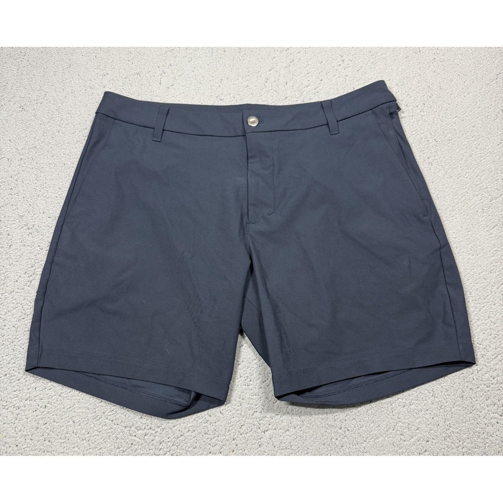 Lululemon Commission Shorts Men 33 Blue Chino Stretch Golf Casual 7 Inseam
